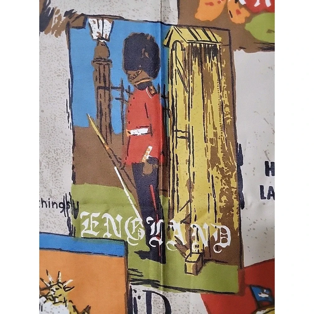 Vintage Gabrielle Cie Fabric 108x46 Travel Global Print Vat Preshrunk Mid Centry